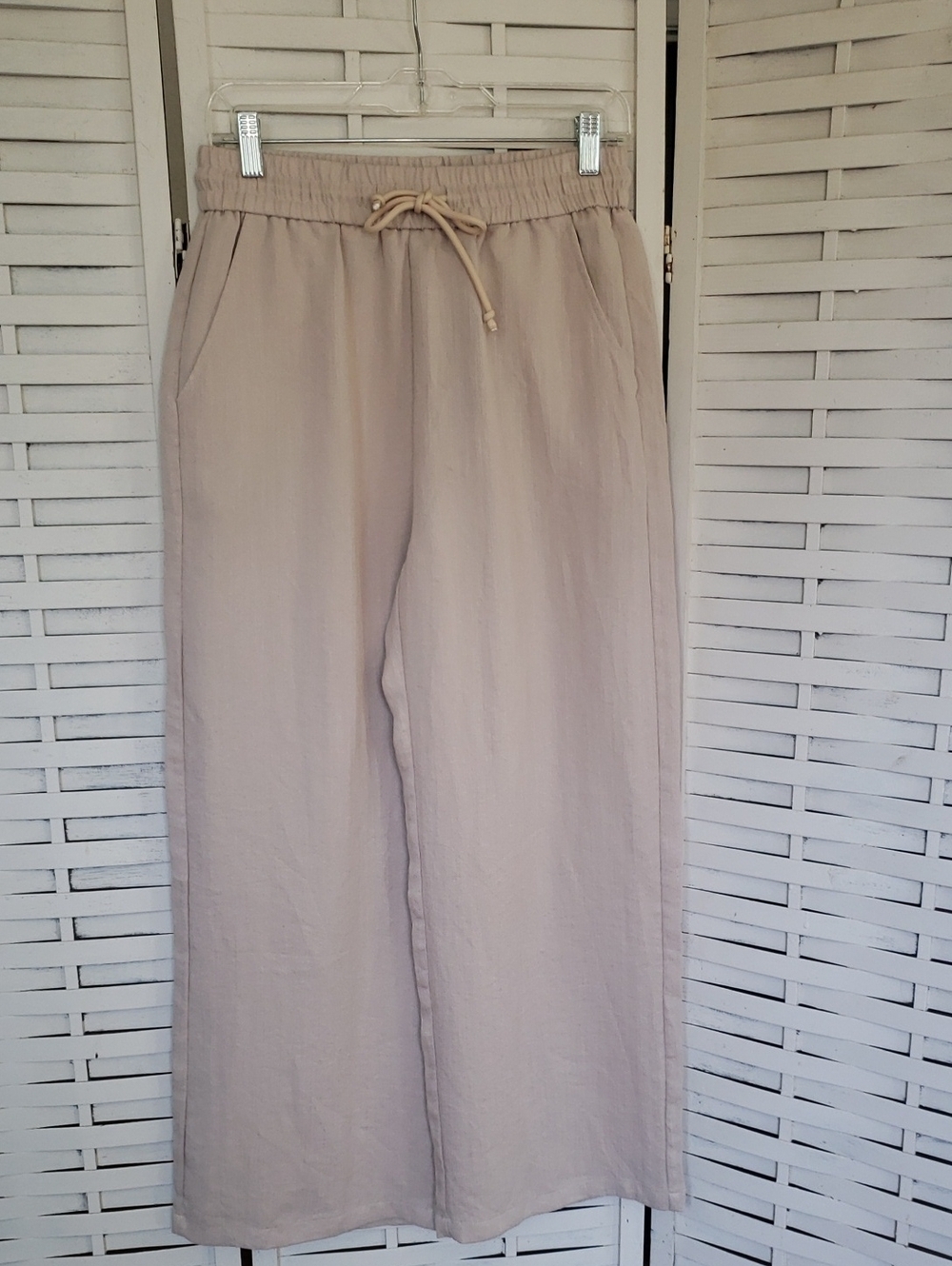 Halara Neutral Wide-Leg Drawstring Pants - Light Taupe New Size M